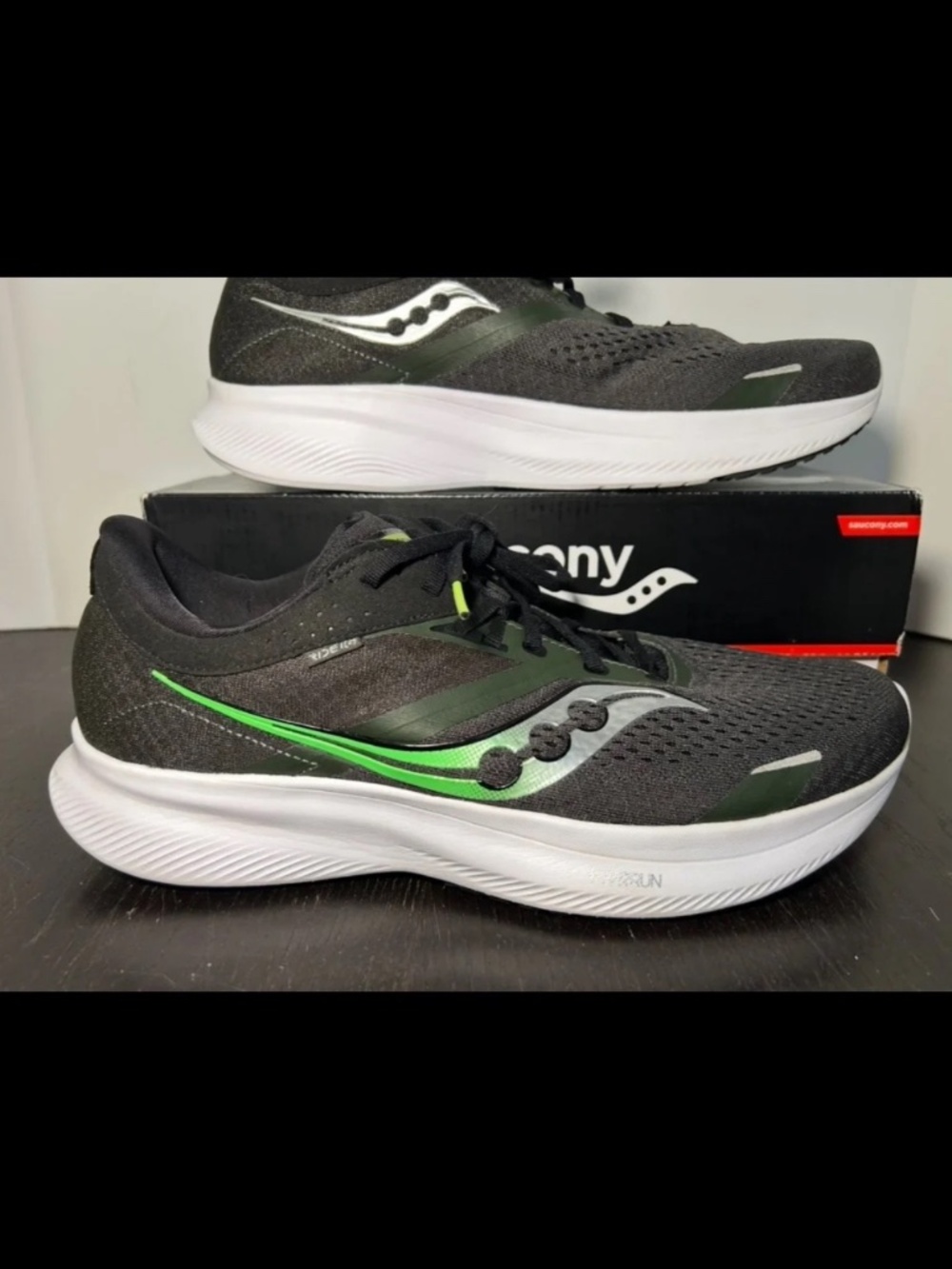 Saucony Ride 16 Running Shoes Sneakers Umbra/Slime/Olive Mens 11.5